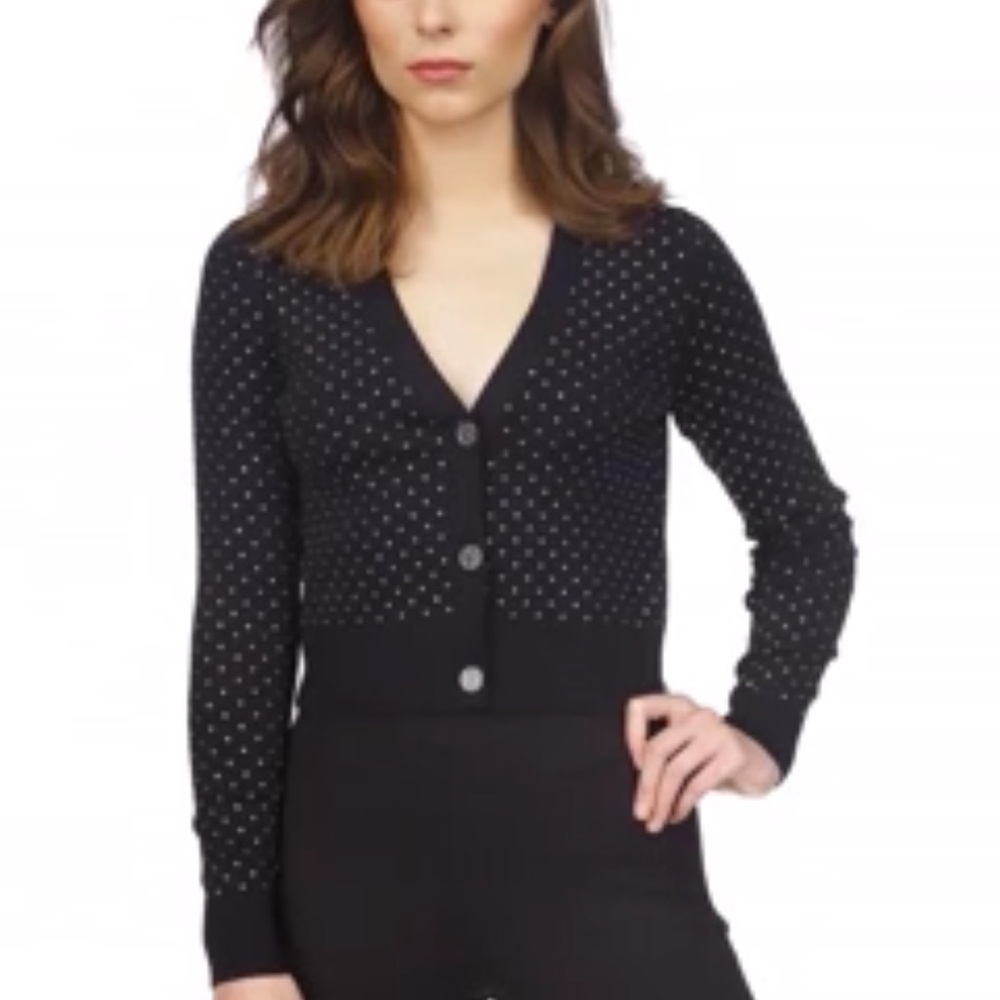 Michael Kors NWOT Black Rhinestone V Neck Cardigan Sweater size Large - Picture 3 of 13
